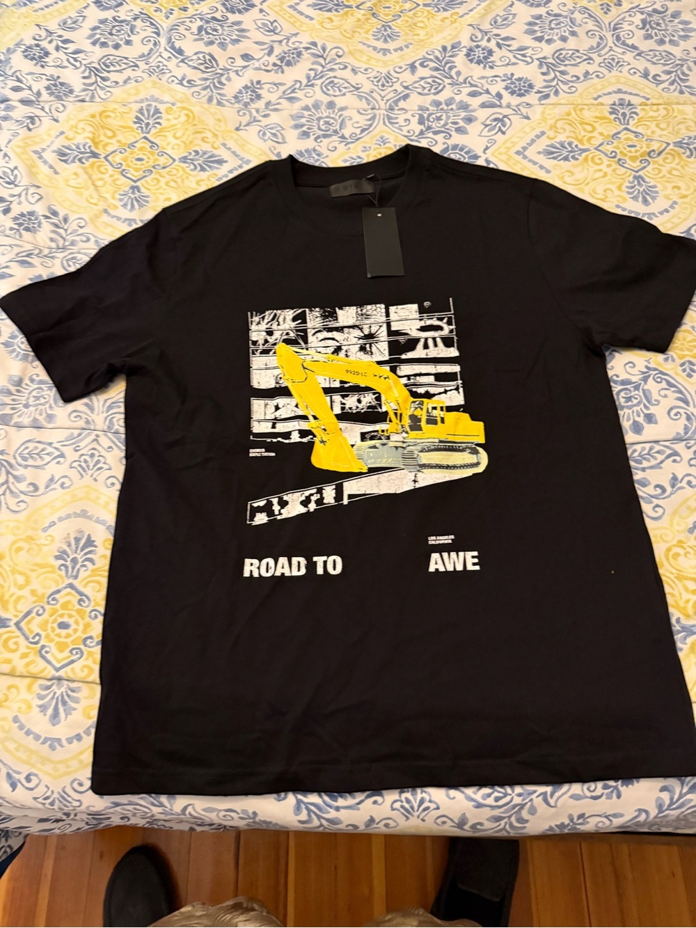 RtA Black Short-Sleeve Tee with Yellow Excavator Graphic